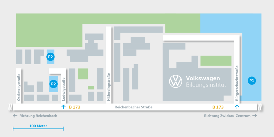 Volkswagen Bildungsinstitut: Standorte: Zwickau / Parkmöglichkeiten